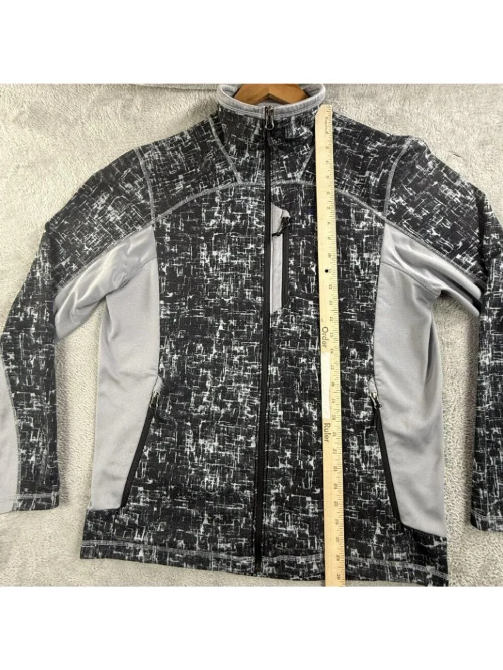 The North Face Jacket Mens Large Gray Geometric Fleece Full Zip Windbreaker